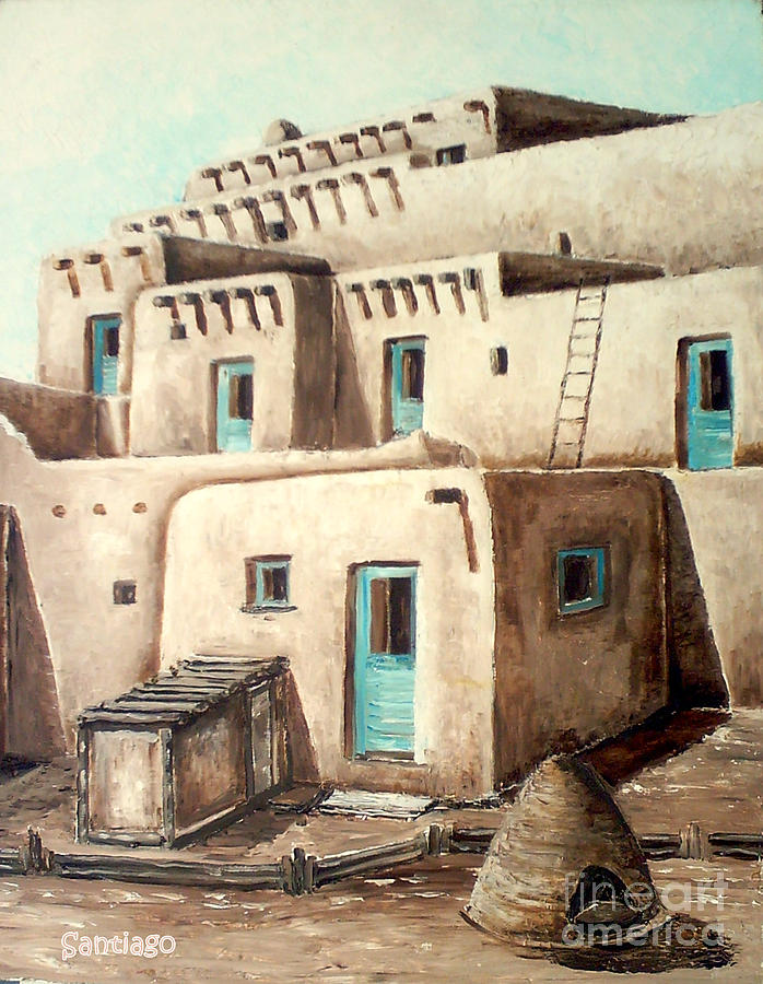 Taos Pueblo Painting by Santiago Chavez - Fine Art America