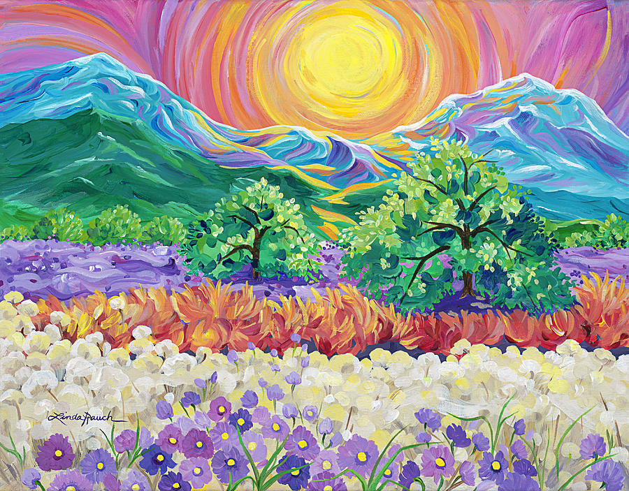 Taos Sunrise Painting by Linda Rauch