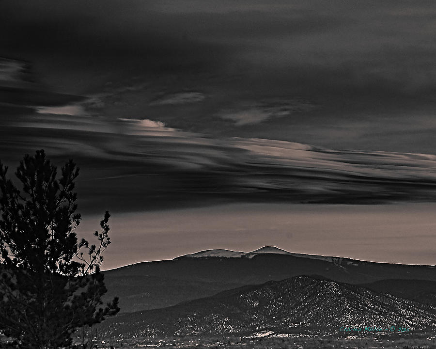 Taos valley at dusk B-W Photograph by Charles Muhle