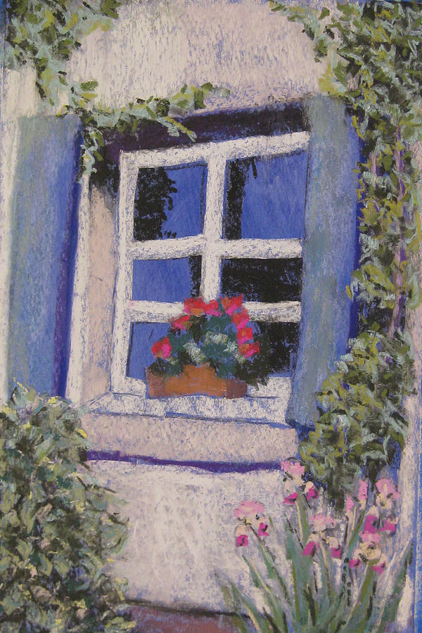 Irises Pastel - Taos Window by Constance Gehring