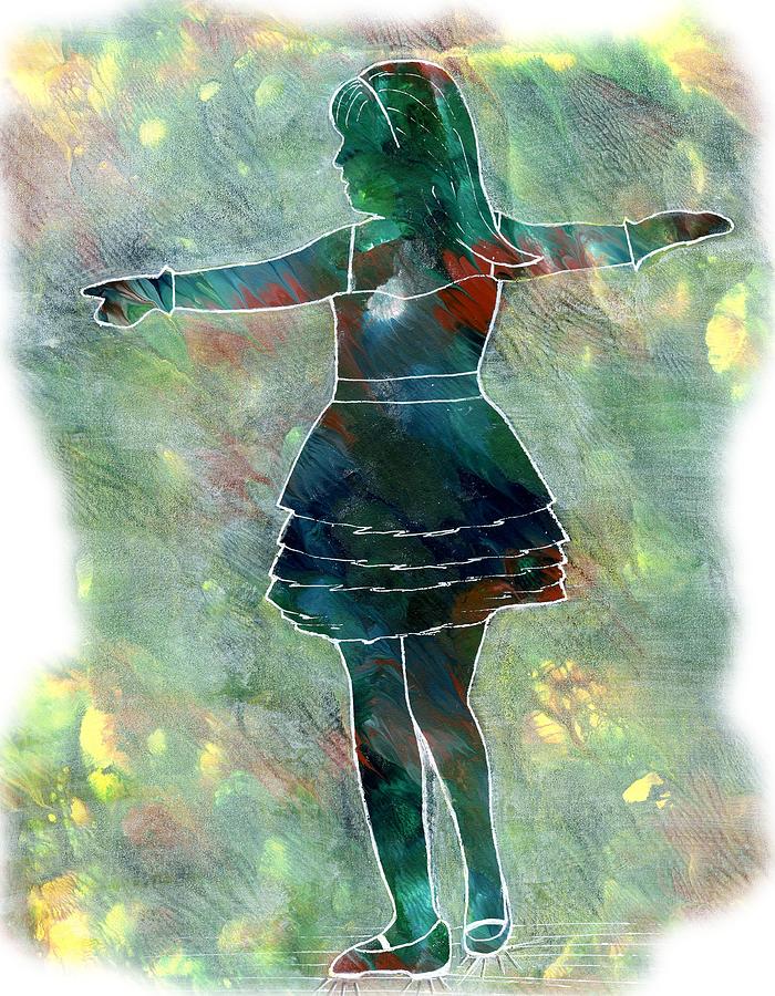 Tap Dancer 2 - Green Painting by Lori Kingston