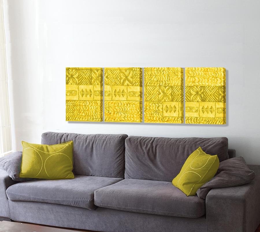 Tapa Two Gold On The Wall Digital Art by Stephen Jorgensen