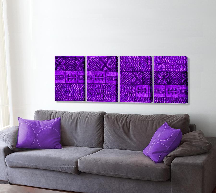Tapa Two Purple On The Wall Digital Art by Stephen Jorgensen