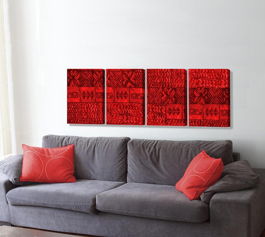 Tapa Two Red On The Wall Digital Art by Stephen Jorgensen