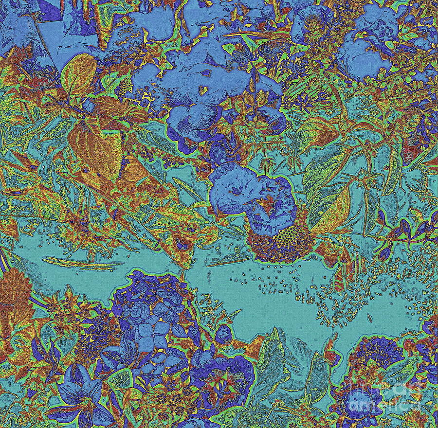Tapestry - Blue and Sepia Digital Art by Nancy Kane Chapman