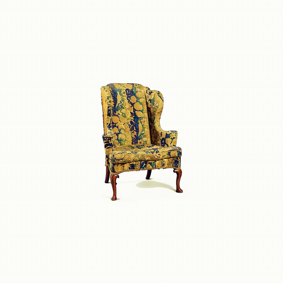 TAPESTRY WING-BACK ARMCHAIR   18th century in Watercolor Painting by Celestial Images