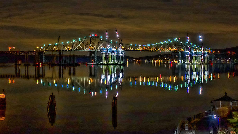 Tappan Zee Bridge Night Reflection Photograph by Jeffrey Friedkin