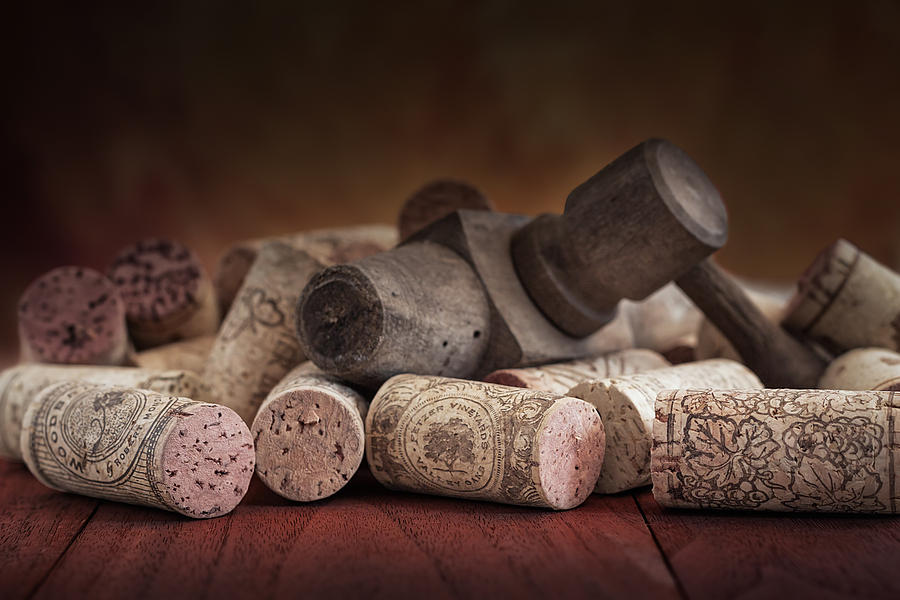 Cork Photograph - Tapped Out - Wine Tap with Corks by Tom Mc Nemar