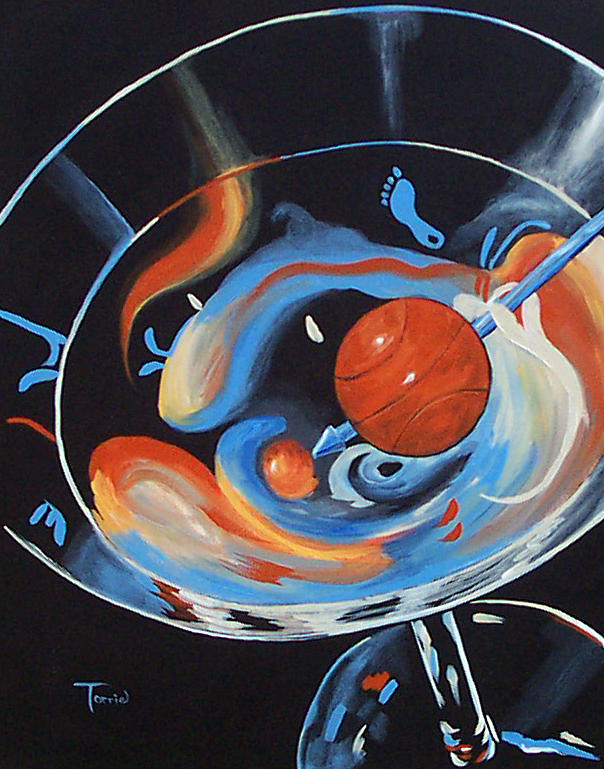 Basketball Painting - Tar Heel Martini  by Torrie Smiley
