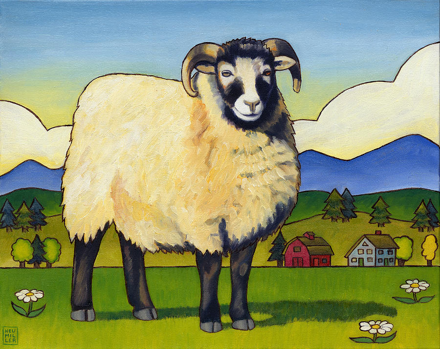 Sheep Painting - Taras Sheep by Stacey Neumiller