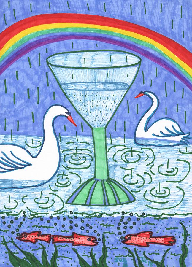 Tarot Drawing - Tarot of the Younger Self Ace of Cups by Sushila Burgess Tarot Drawing - Tarot of the Younger Self Ace of Cups by Sushila Burgess