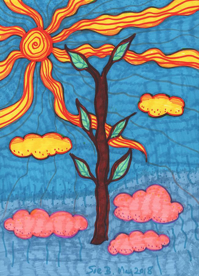 Tarot Drawing - Tarot of the Younger Self Ace of Wands by Sushila Burgess Tarot Drawing - Tarot of the Younger Self Ace of Wands by Sushila Burgess