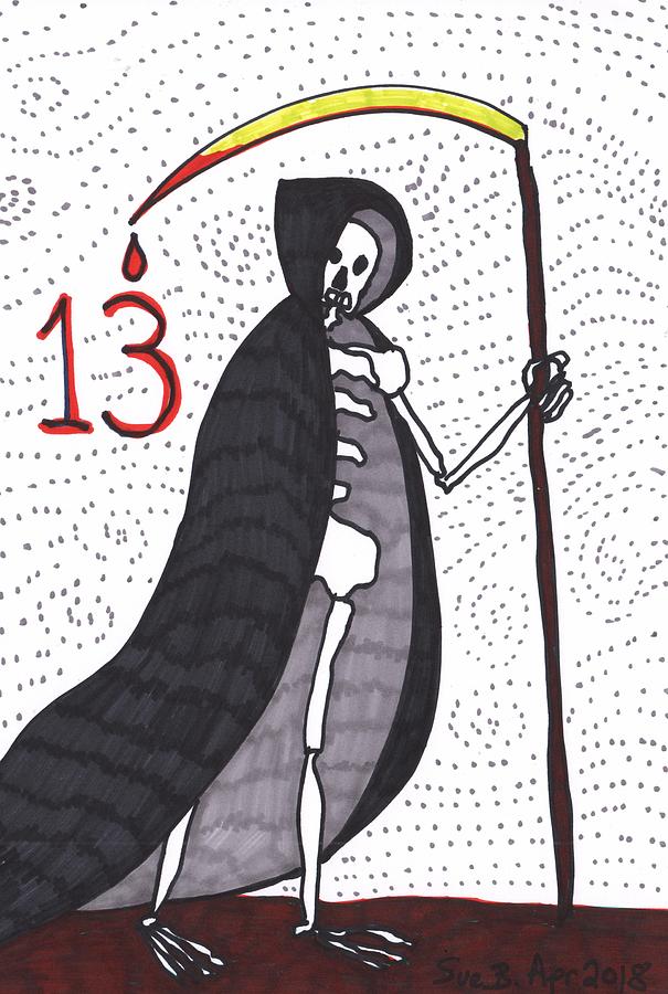 Tarot Drawing - Tarot of the Younger Self Death by Sushila Burgess Tarot Drawing - Tarot of the Younger Self Death by Sushila Burgess