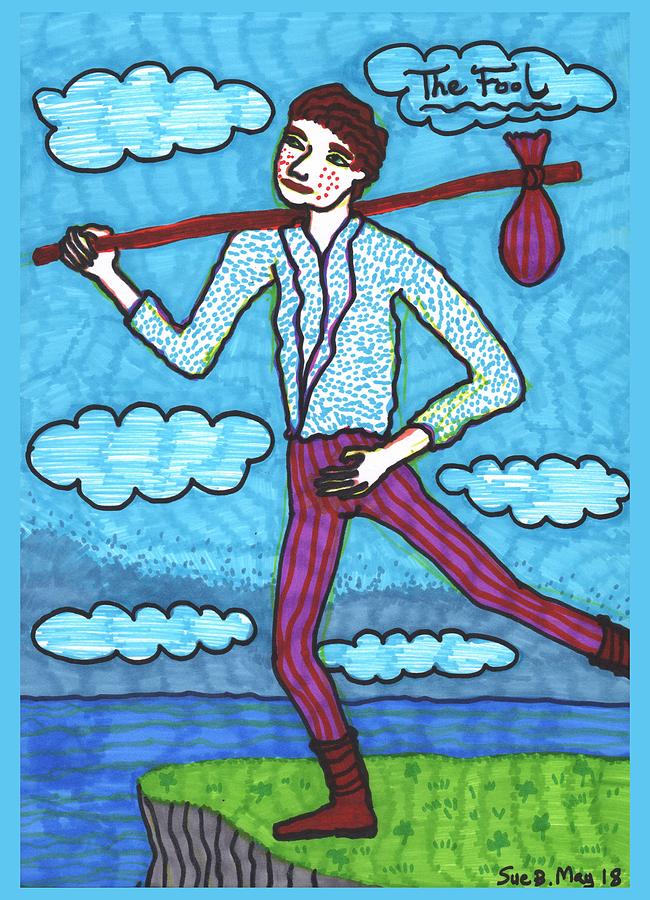 Tarot Drawing - Tarot of the Younger Self the Fool by Sushila Burgess Tarot Drawing - Tarot of the Younger Self the Fool by Sushila Burgess