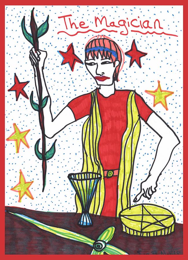 Tarot Drawing - Tarot of the Younger Self the Magician by Sushila Burgess Tarot Drawing - Tarot of the Younger Self the Magician by Sushila Burgess