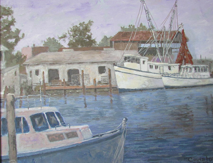Tarpon Springs Harbor Painting by Tony Caviston