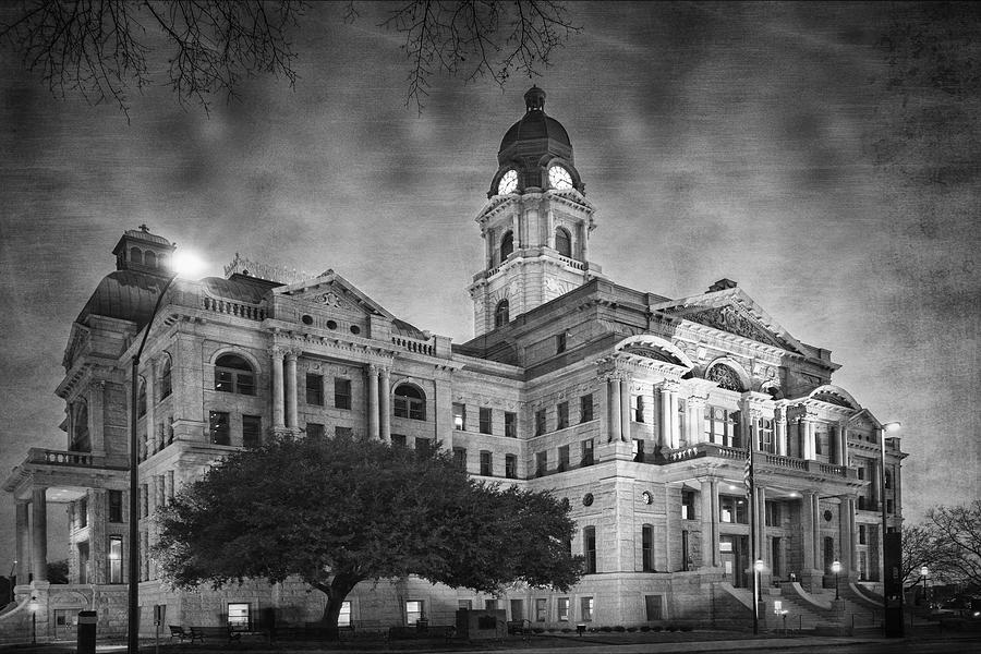 Tarrant County Courthouse Rebirth BW Photograph by Joan Carroll