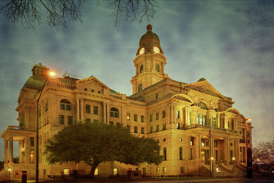 Fort Worth Photograph - Tarrant County Courthouse Rebirth Textured by Joan Carroll