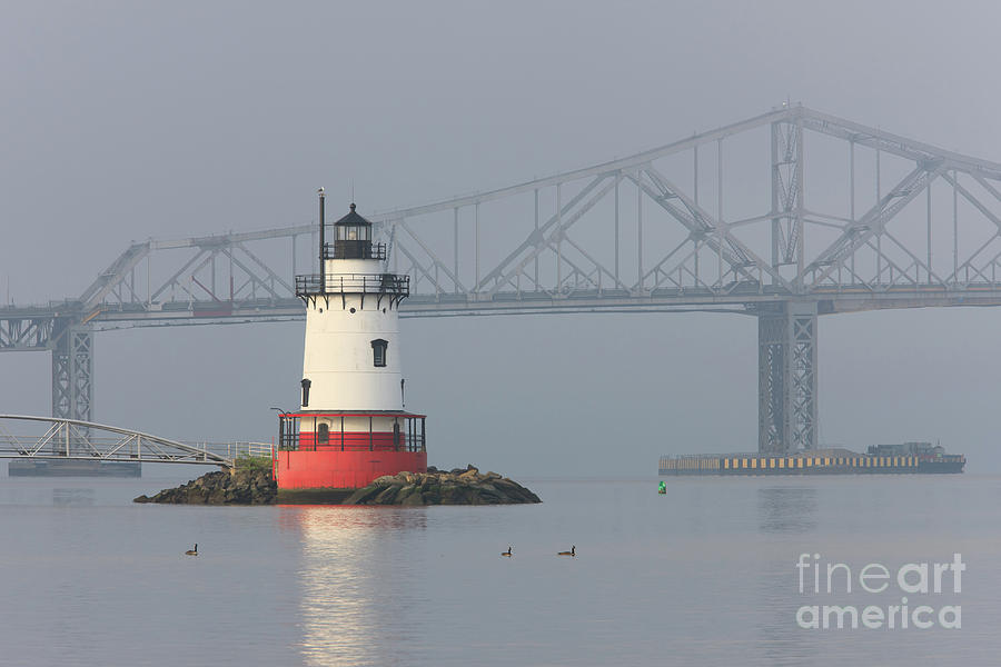 Tarrytown Lighthouse and Tappan Zee Bridge I Photograph by Clarence Holmes