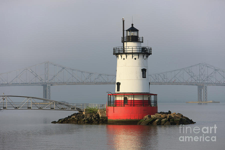 Tarrytown Lighthouse and Tappan Zee Bridge II Photograph by Clarence Holmes