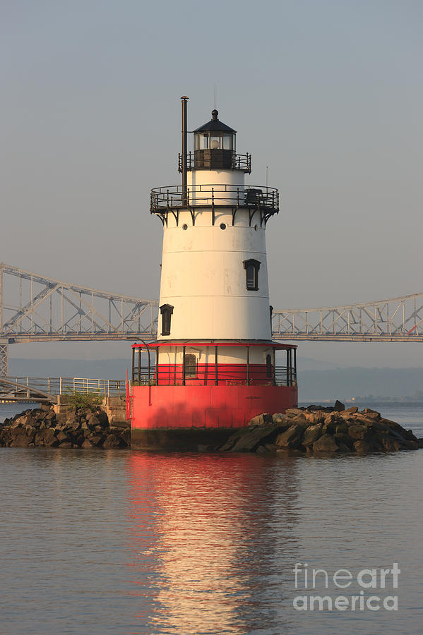 Tarrytown Lighthouse and Tappan Zee Bridge V Photograph by Clarence Holmes