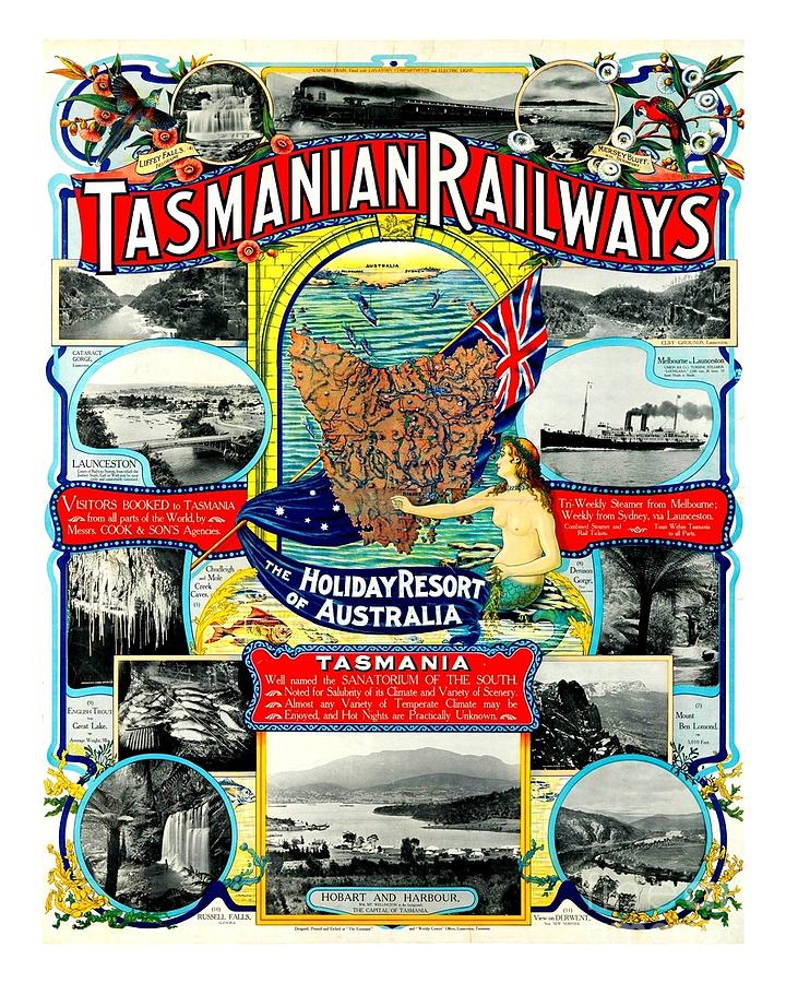 Tasmanian Railways Poster  1905 II Painting by Peter Ogden