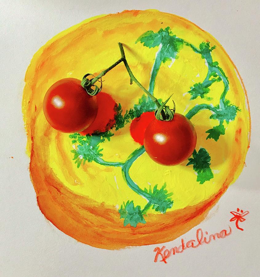 Taste Buds Dancing With Cherry Tomato Twins Painting