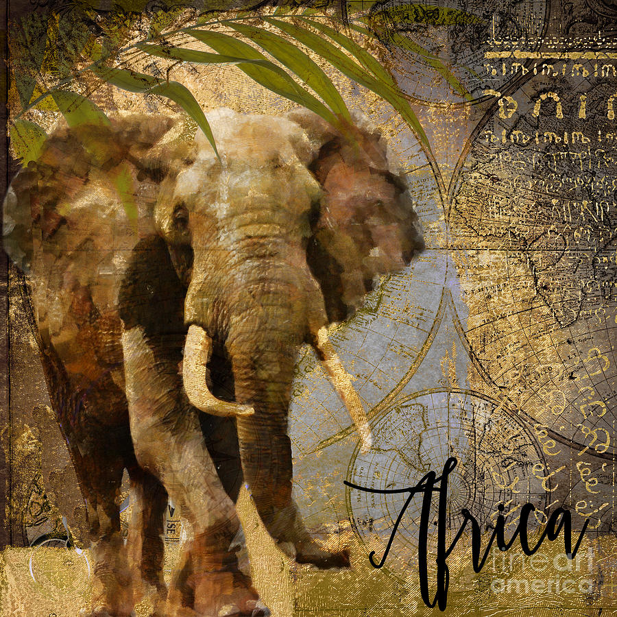 Taste of Africa Elephant Painting by Mindy Sommers