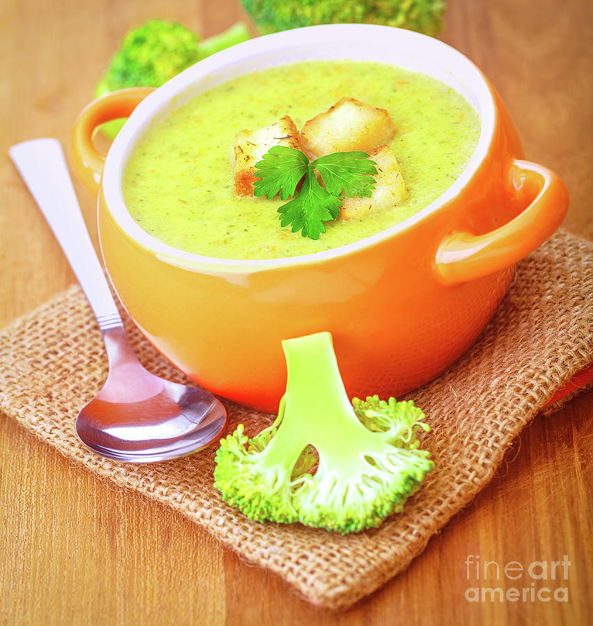 Tasty broccoli cream soup Photograph by Anna Om