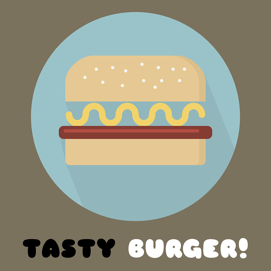 Tasty Tasty Burger Poster Print - Food Art Painting by Beautify My Walls