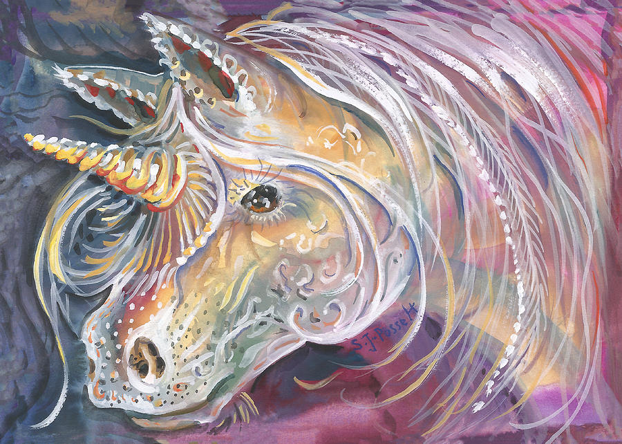 Tatoo the Unicorn Painting by Sheri Jo Posselt