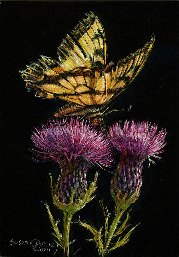 Wildlife Painting - Tattered Glory-Tiger Swallowtail by Susan Donley