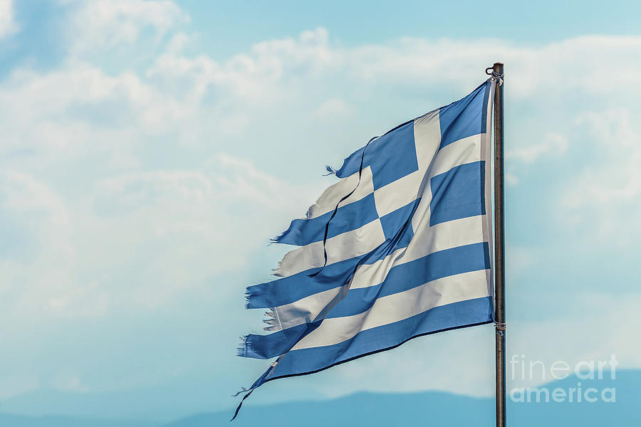 Tattered Greece Flag Photograph by Benny Marty