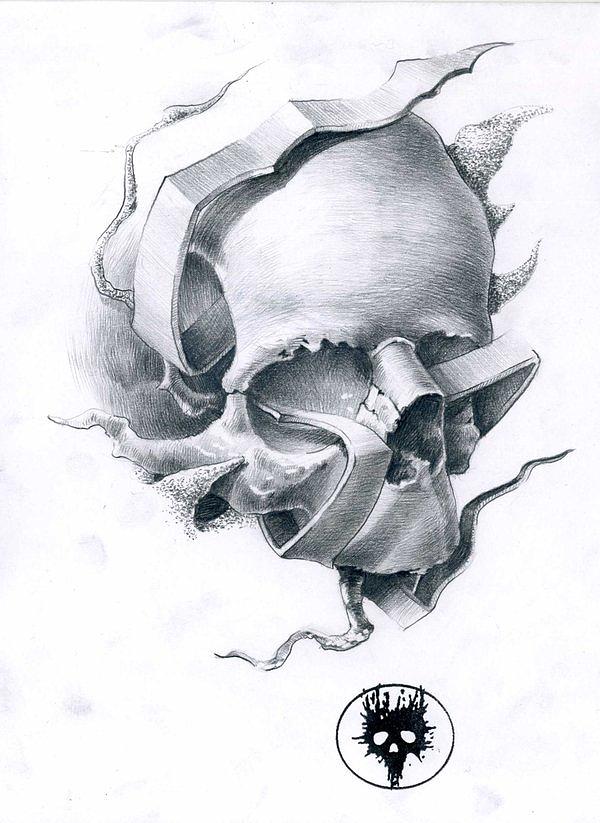 Skull Tattoo.Hand Pencil Drawing On Paper. Stock Photo, Picture and Royalty  Free Image. Image 58100309.