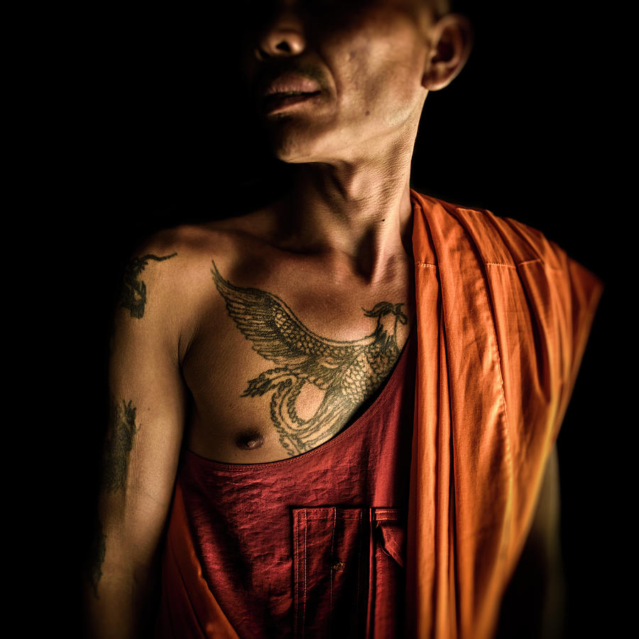 Smiling Buddhist Monk Tattoos Collecting Alms Editorial Stock Photo - Stock  Image | Shutterstock Editorial