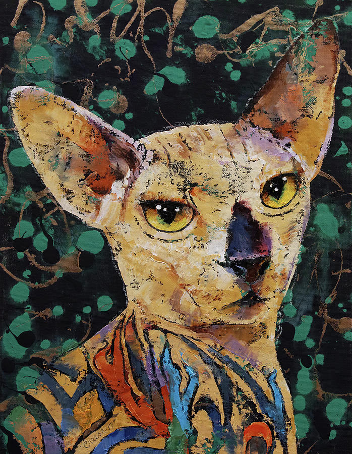 Tattooed Sphynx Painting by Michael Creese