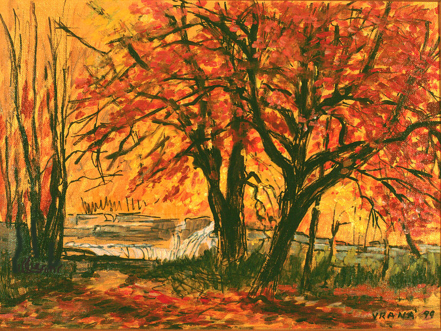 Fall Painting - Taughannock Park Trumansburg New York by Ethel Vrana