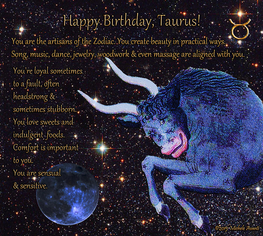 Taurus Birthday Zodiac Astrology Digital Art by Michele Avanti