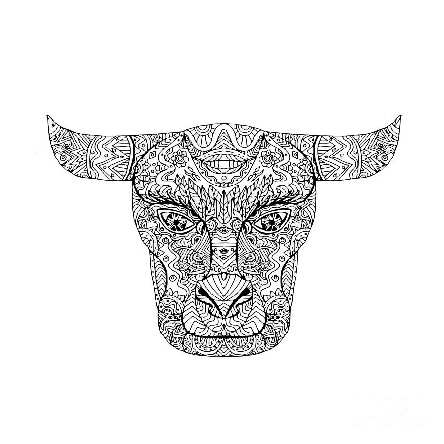 Bull skull. Tattoo sketch. Mystical symbols and animal. Alchemy, religion,  occultism, spirituality, coloring books. Hand-drawn vector illustration.  Stock Vector by ©marinat197 183829296