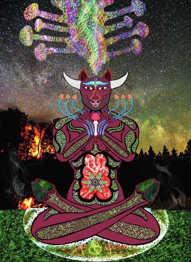 Taurus -Psychedelic Zodiac Digital Art by Myztico Campo