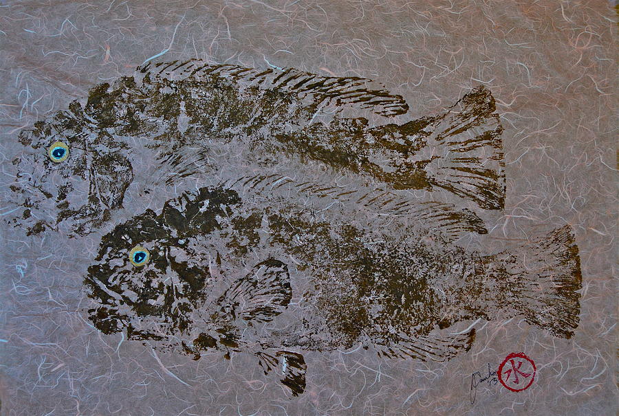 Tautog with Shadow Mixed Media by Jeffrey Canha