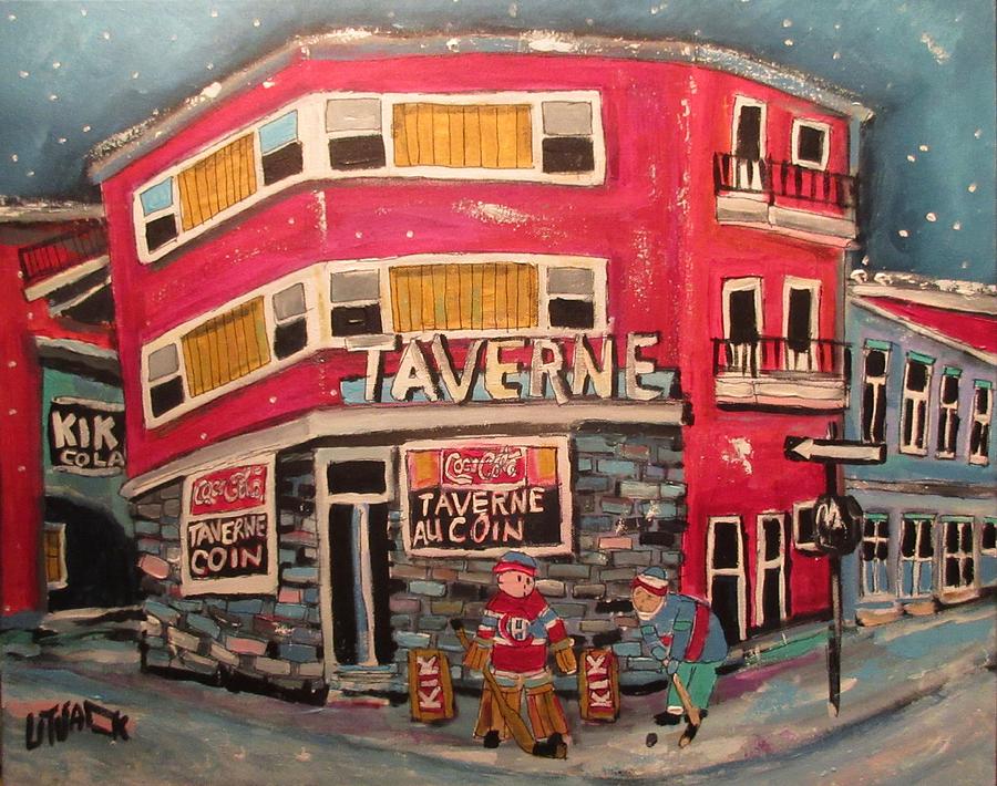 Taverne Au Coin Faubourg a Mlasse 1963 Painting by Michael Litvack