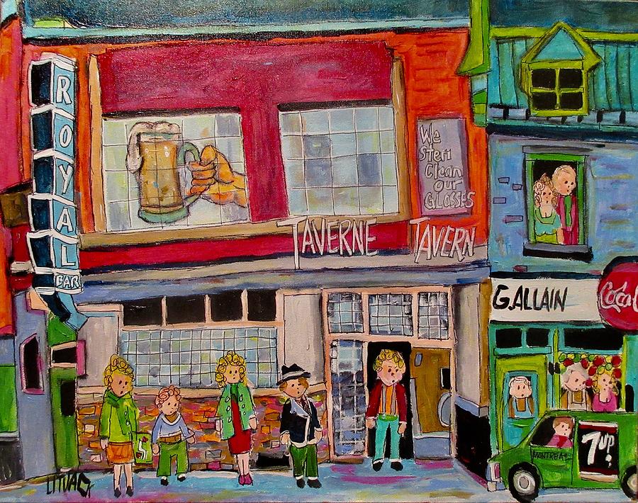 Taverne Royal Faubourg A Mlasse 1963 Painting by Michael Litvack