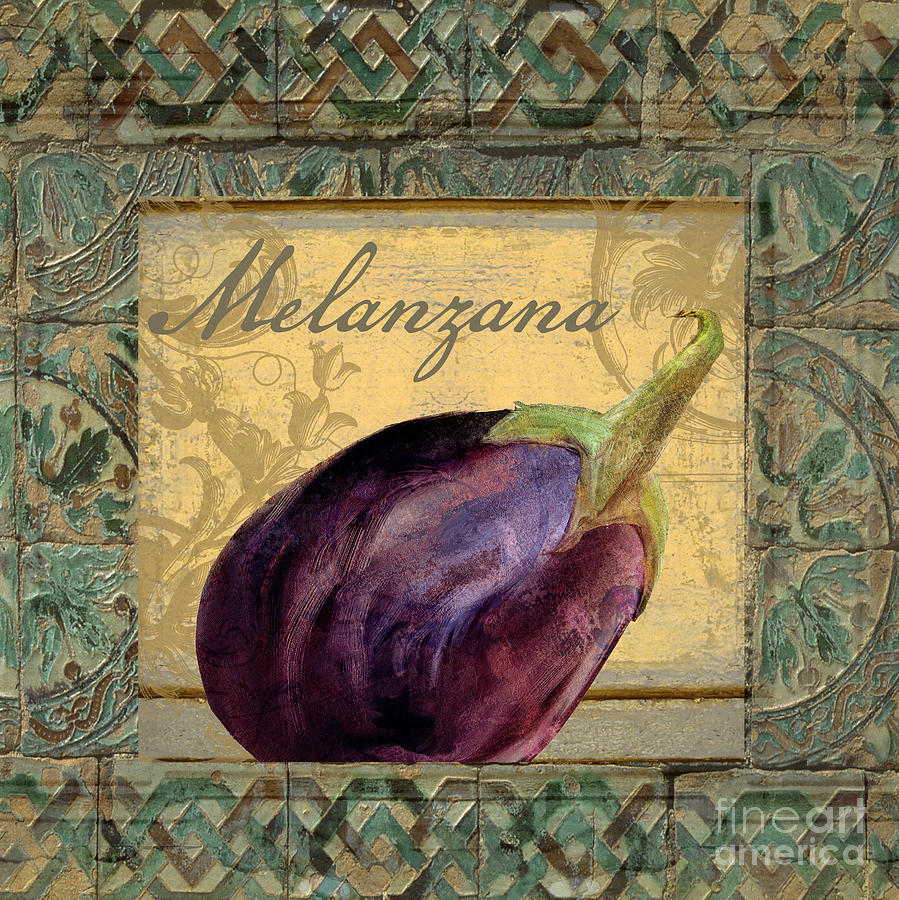 Artichoke Painting - Tavolo, Italian Table, Eggplant by Mindy Sommers