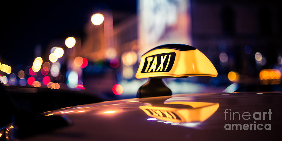 TAXI - blue Photograph by Hannes Cmarits