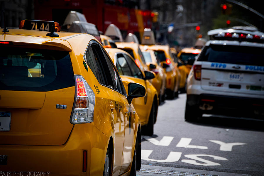 New York City Photograph - Taxi Line by AJS Photography