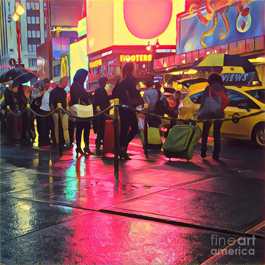 Taxi Line on a Saturday Night Photograph by Miriam Danar