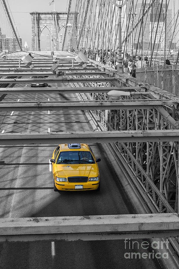 Taxi on the Brooklyn bridge Photograph by Patricia Hofmeester