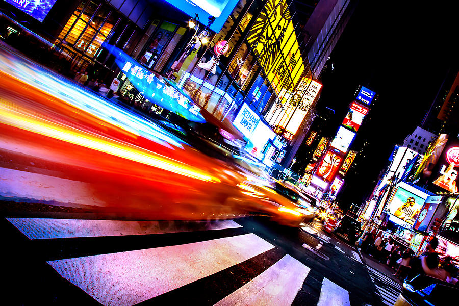 Times Square Photograph - Taxis In Times Square by Az Jackson