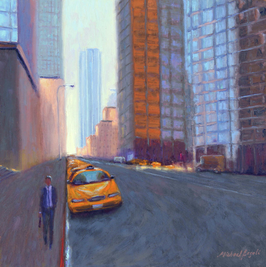 Skyscraper Painting - Taxis by Michael Besoli